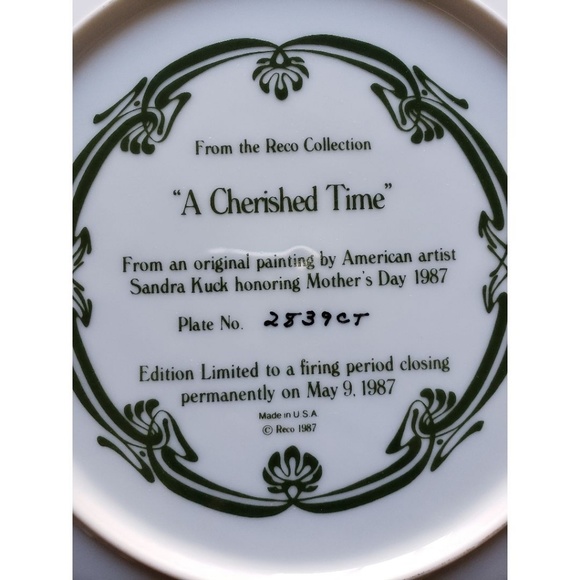 1987 Reco collection Plate "A Cherished Time" - Picture 3 of 5